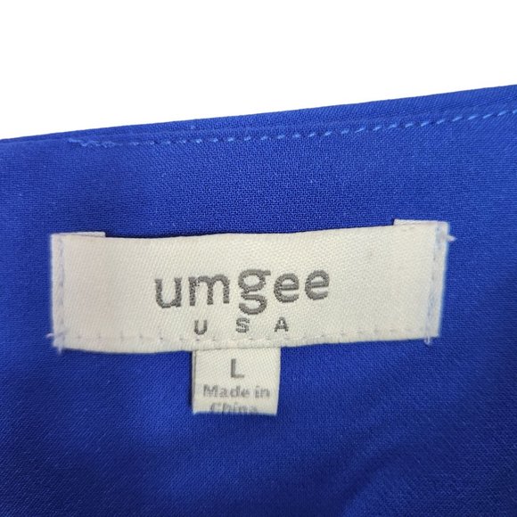 Umgee Womens Skort Size L‎ Blue Asymmetrical Wrap Mini Zip Back Stretch - Picture 4 of 9